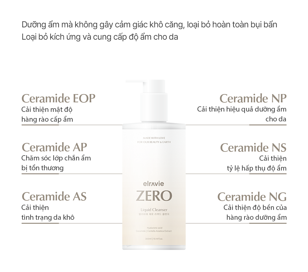 Sữa rửa mặt thuần chay Elravie Zero Liquid Cleanser 300ml - Ảnh 4