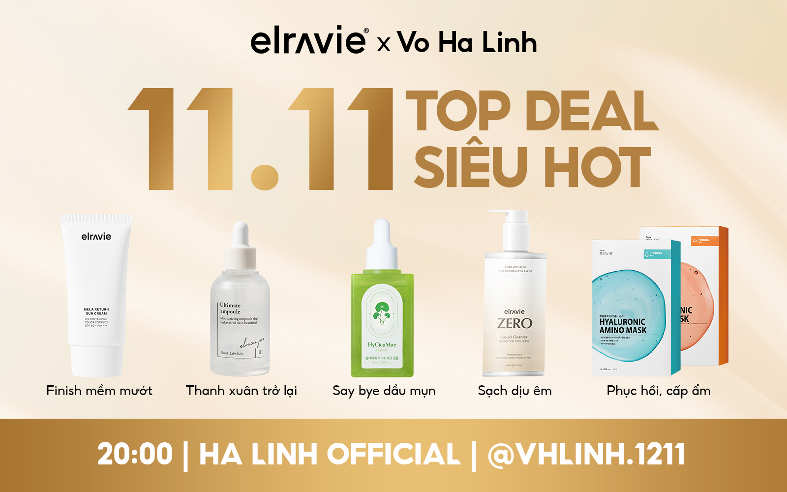 Top deal Elravie siêu hot - Nhất định phải săn trong Super Live 11/11 Võ Hà Linh