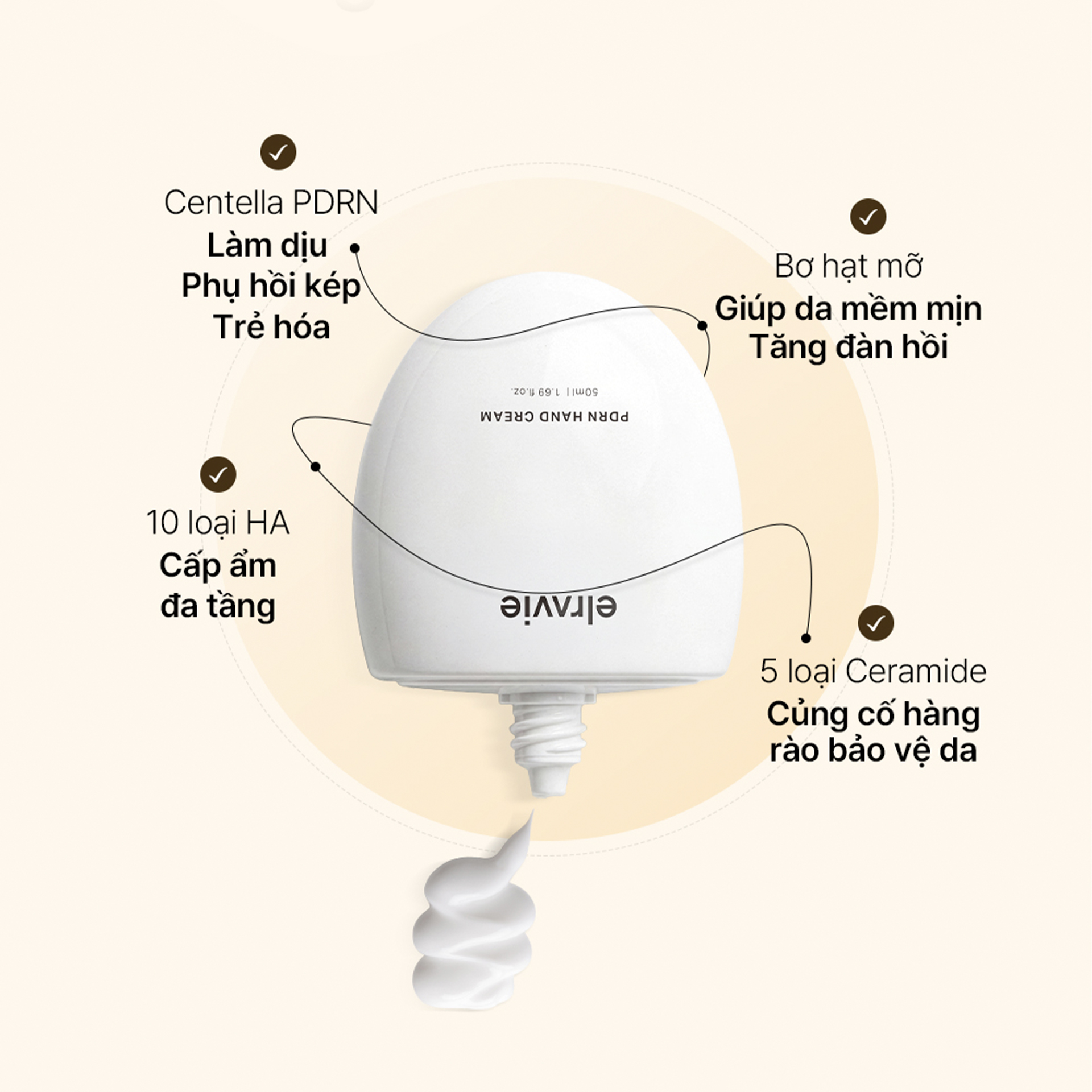 Kem Dưỡng Da Tay Elravie PDRN Hand Cream 50ml - Ảnh 3